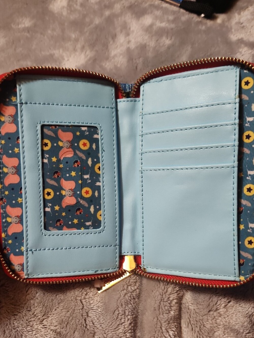 Loungefly Blue Striped Dumbo Timothy Q. Mouse Wallet with Red Trim - Picture 4 of 4
